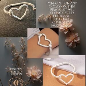 Silver Heart Statement Bracelet